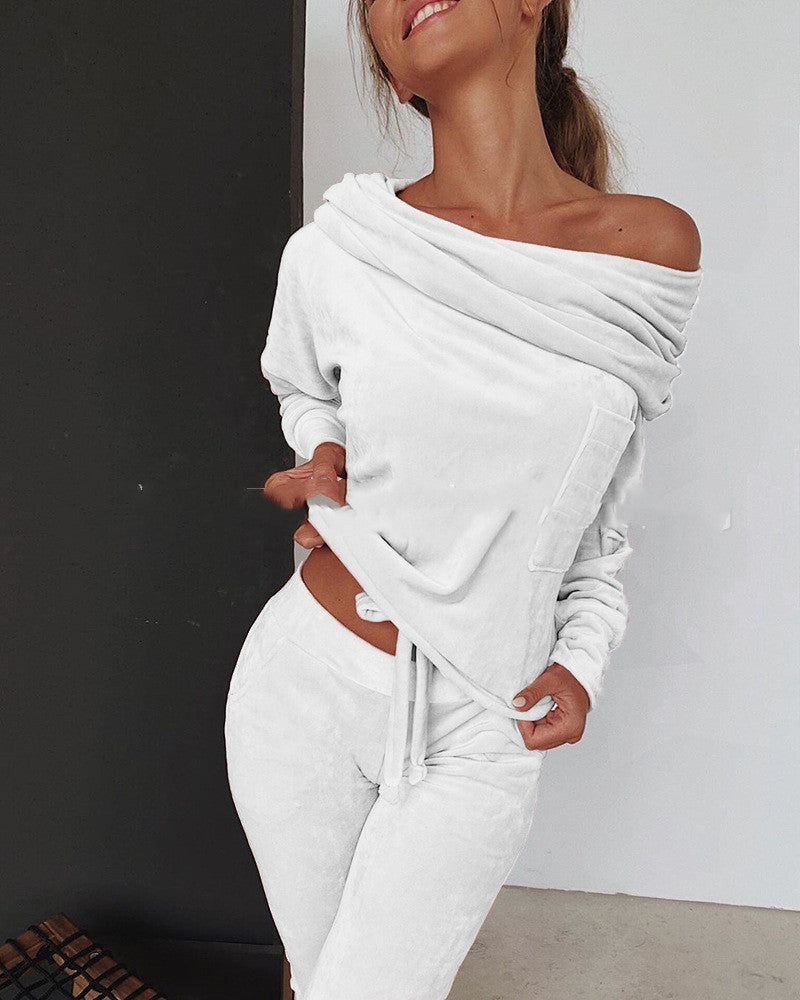shoulder top + pants two-piece set