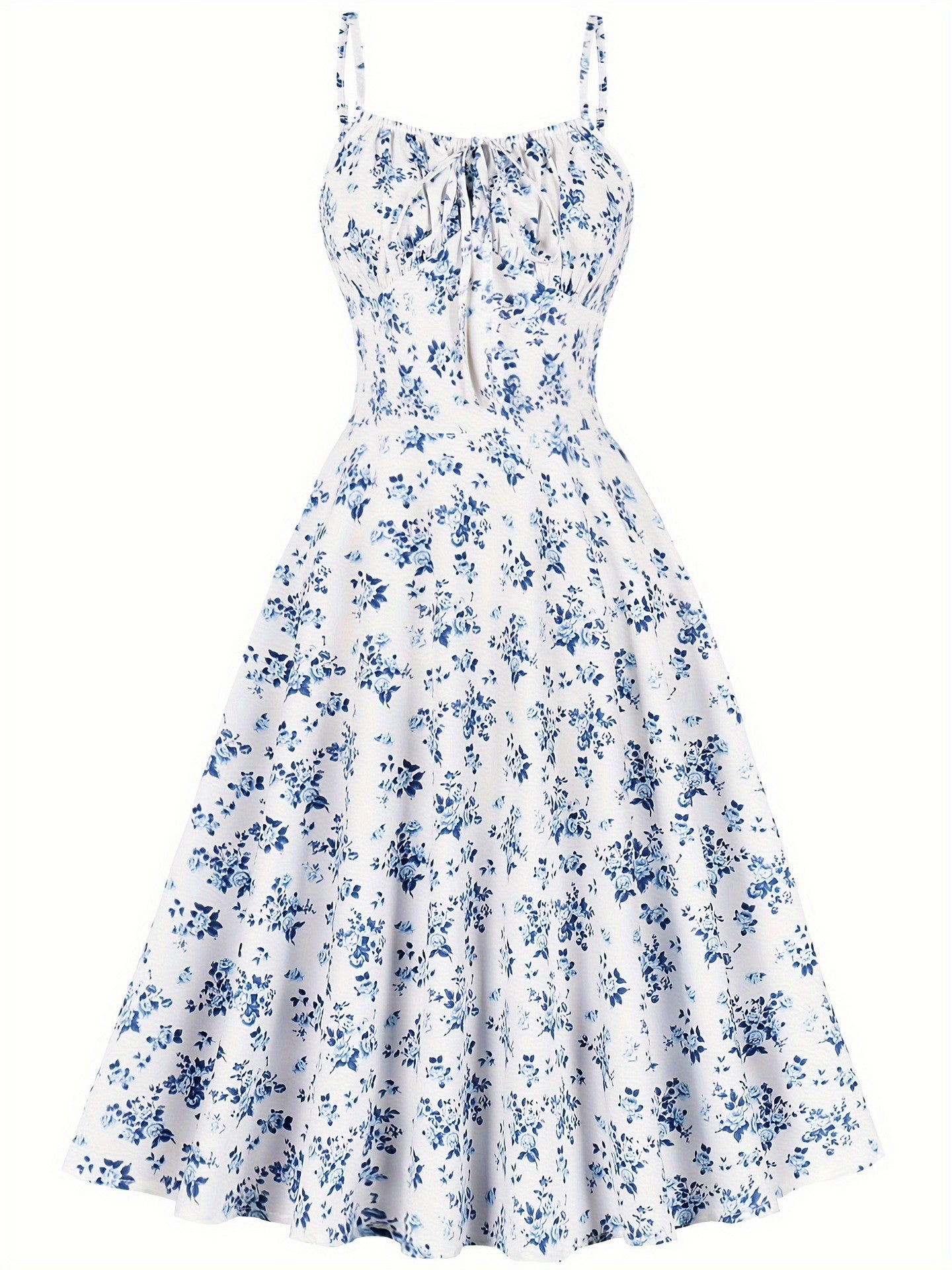Floral Print Slip-Neckline Dress