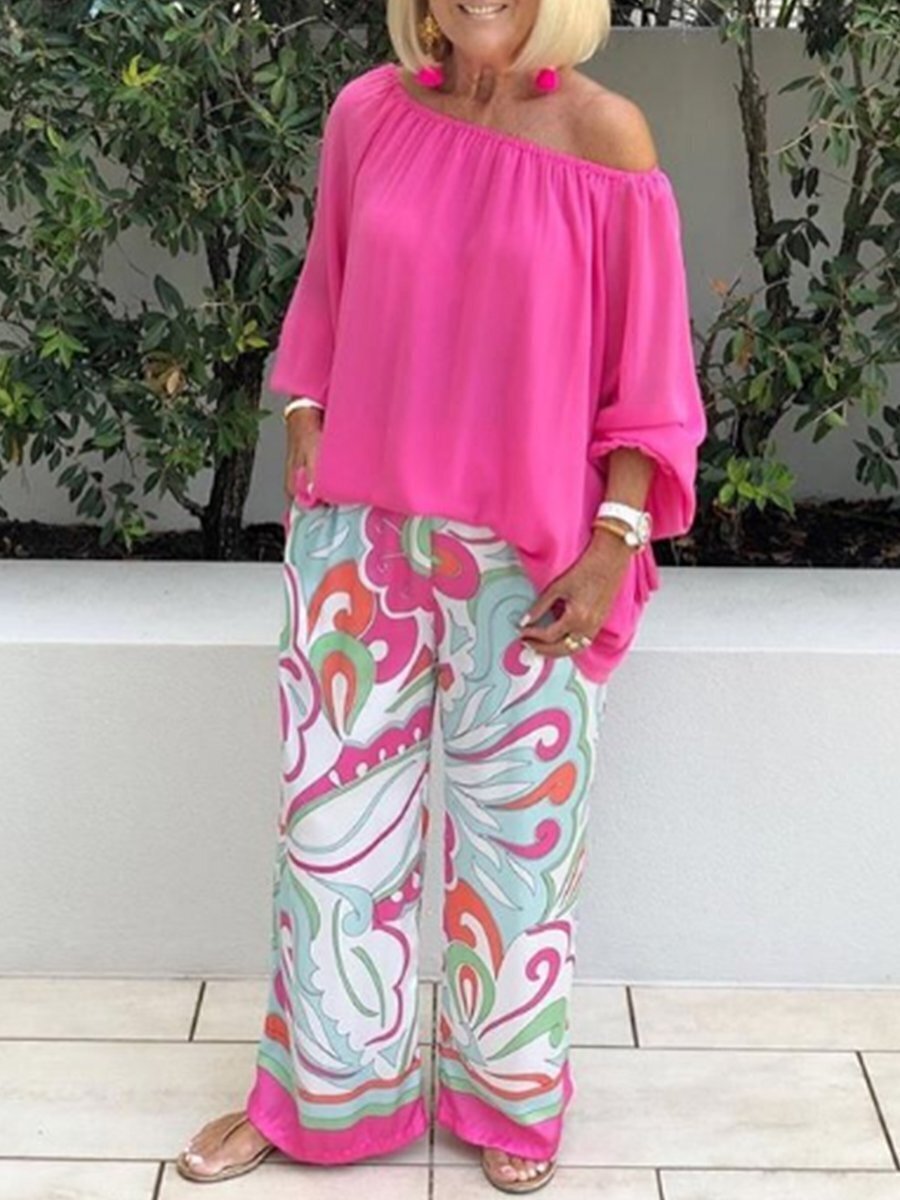 Printed Pants Top Casual Set