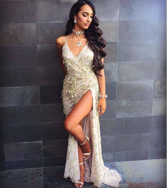 V-neck Halter Strap Sequin Dress