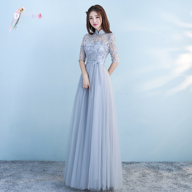 Long Bridesmaid Blue Dress