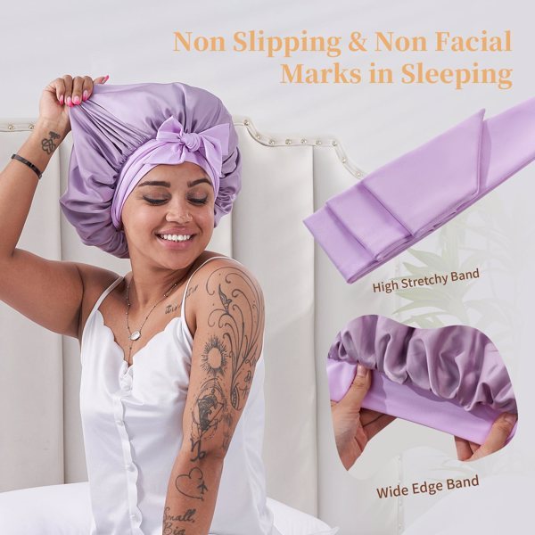 Silk Bonnet For Sleeping Women, Satin Hair Bonnet For Sleeping For Wavy Curly Natural Hair Women Men ,Prohibited From Being Sold On The Amazon Platform
