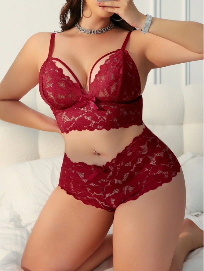 Lace Figure-hugging Bra Set