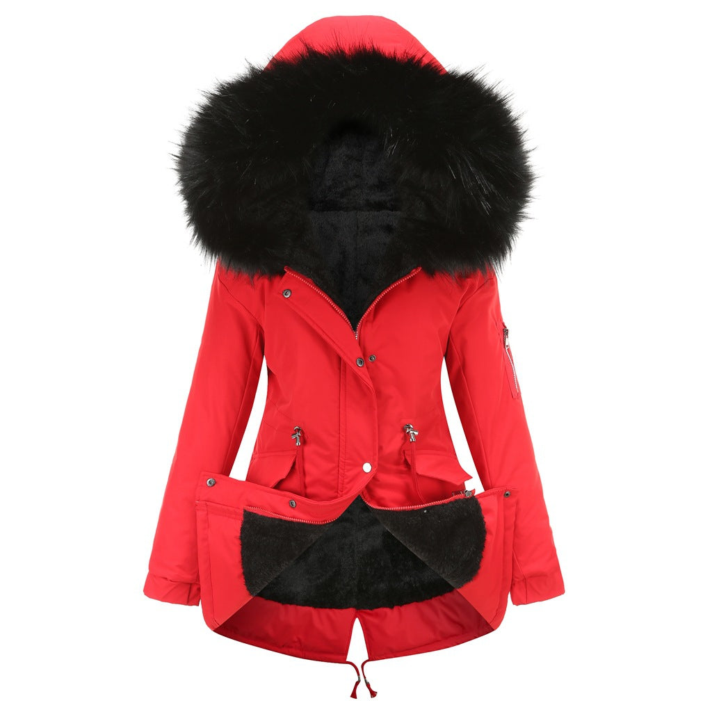 Cotton-padded Coat Mid-length Hooded