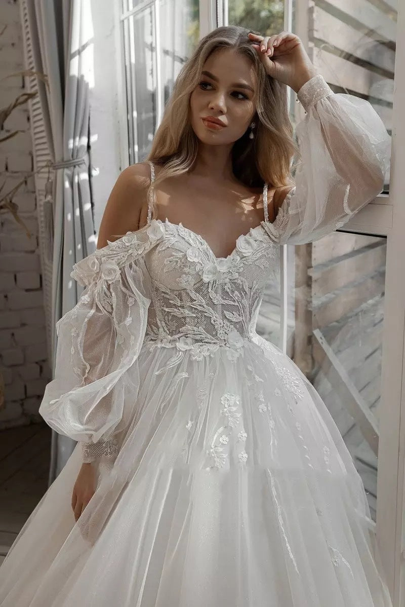 Puff Sleeve Off Shoulder Wedding Dresses