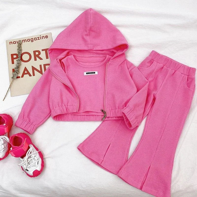 Children's Clothing Sets Hoodie+ Tank Top + Bell-bottoms 3Pcs Sets Kids Clothes Girls Baby Girl Outfit Set Kids Boutique Clothes