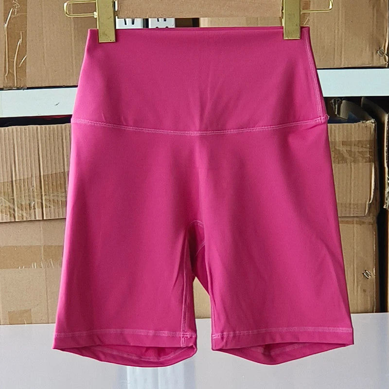 Solid Color Women Fitness Sports Short High Waist Yoga Short Cycling Comprehensive Training Jog Squat Proof Internal Pockets
