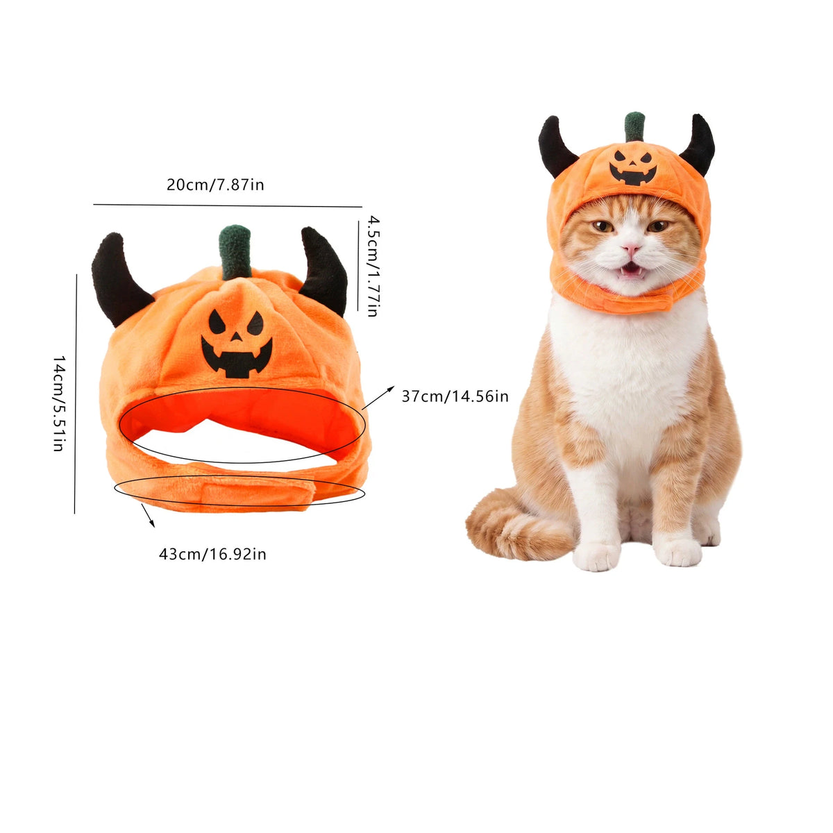 Halloween Pet Costume Hat – Fun Devil/Pumpkin Hat for Cats and Dogs;