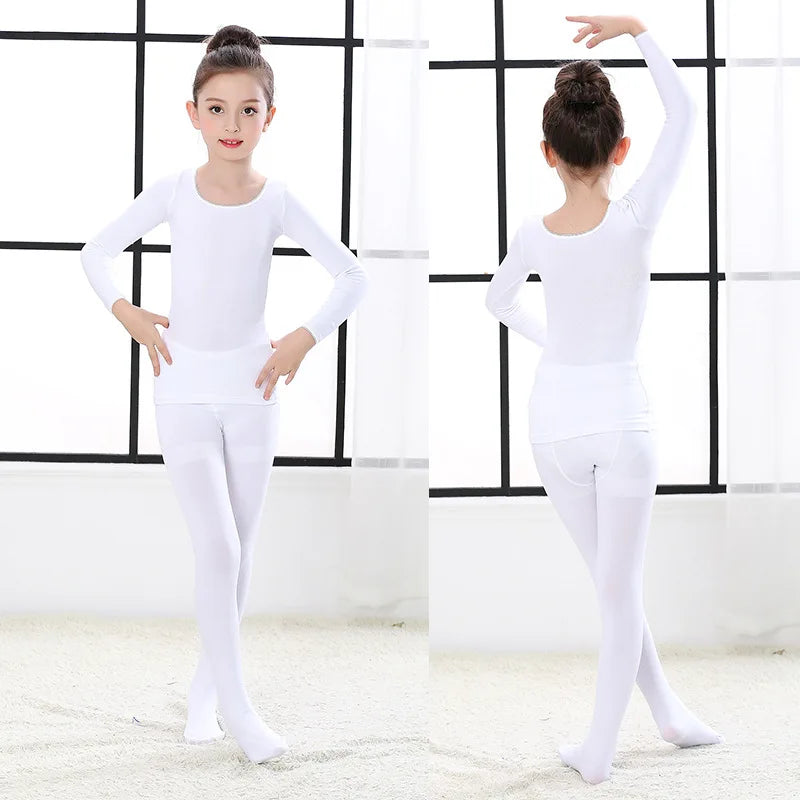 Spring Autumn Dancewear Kids Thermal Underwear Stretchy Girls Tight Underwear 2-14 Years Thin Base Performances Teen Clothes Set