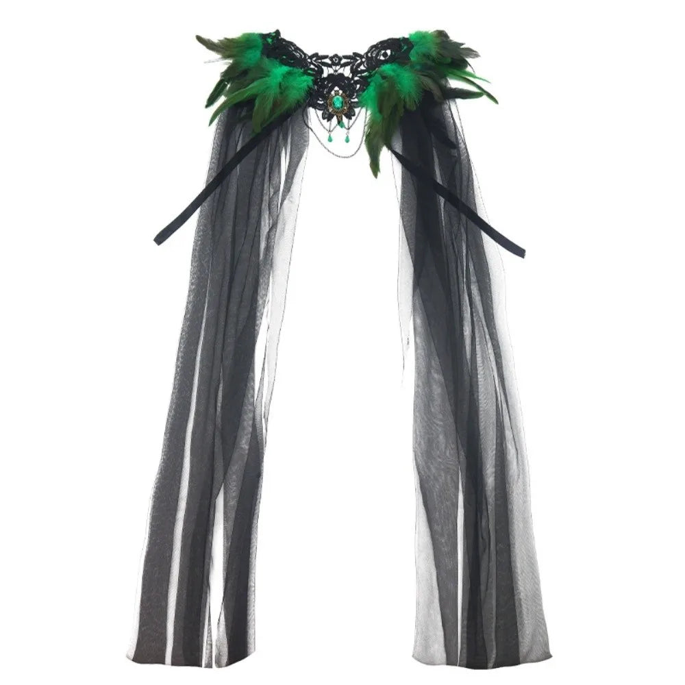 Black Halloween Feather Cloak
