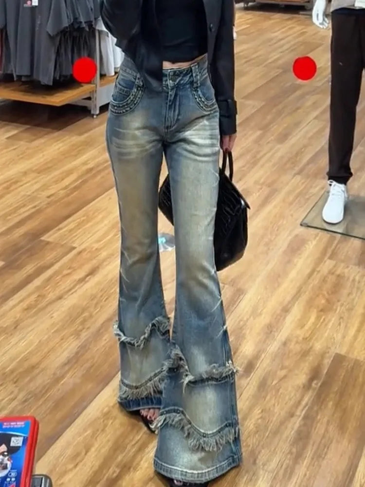 Jeans High Waist Tapered Bell Bottoms