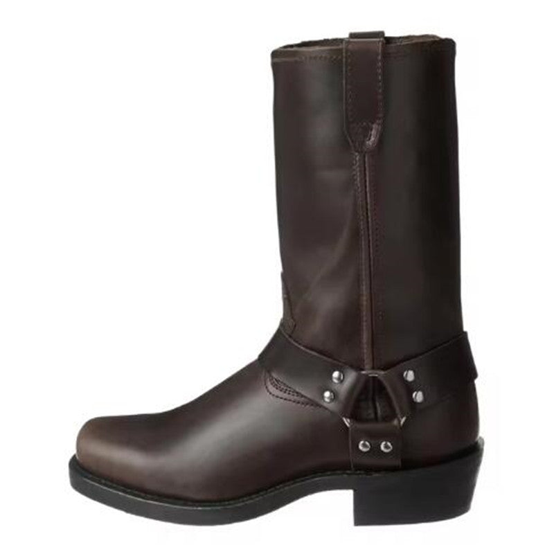 Men's Cowboy Boots Belt Buckle Ring High Top