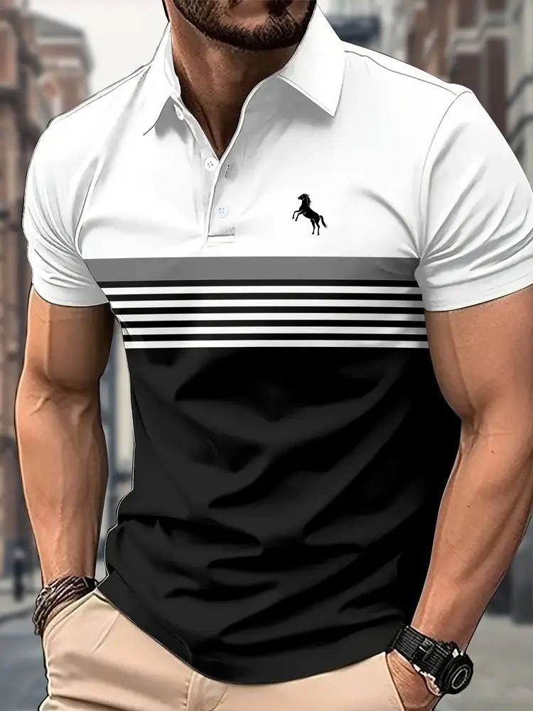 Color Block Design Sports Style Collar Golf Shirt