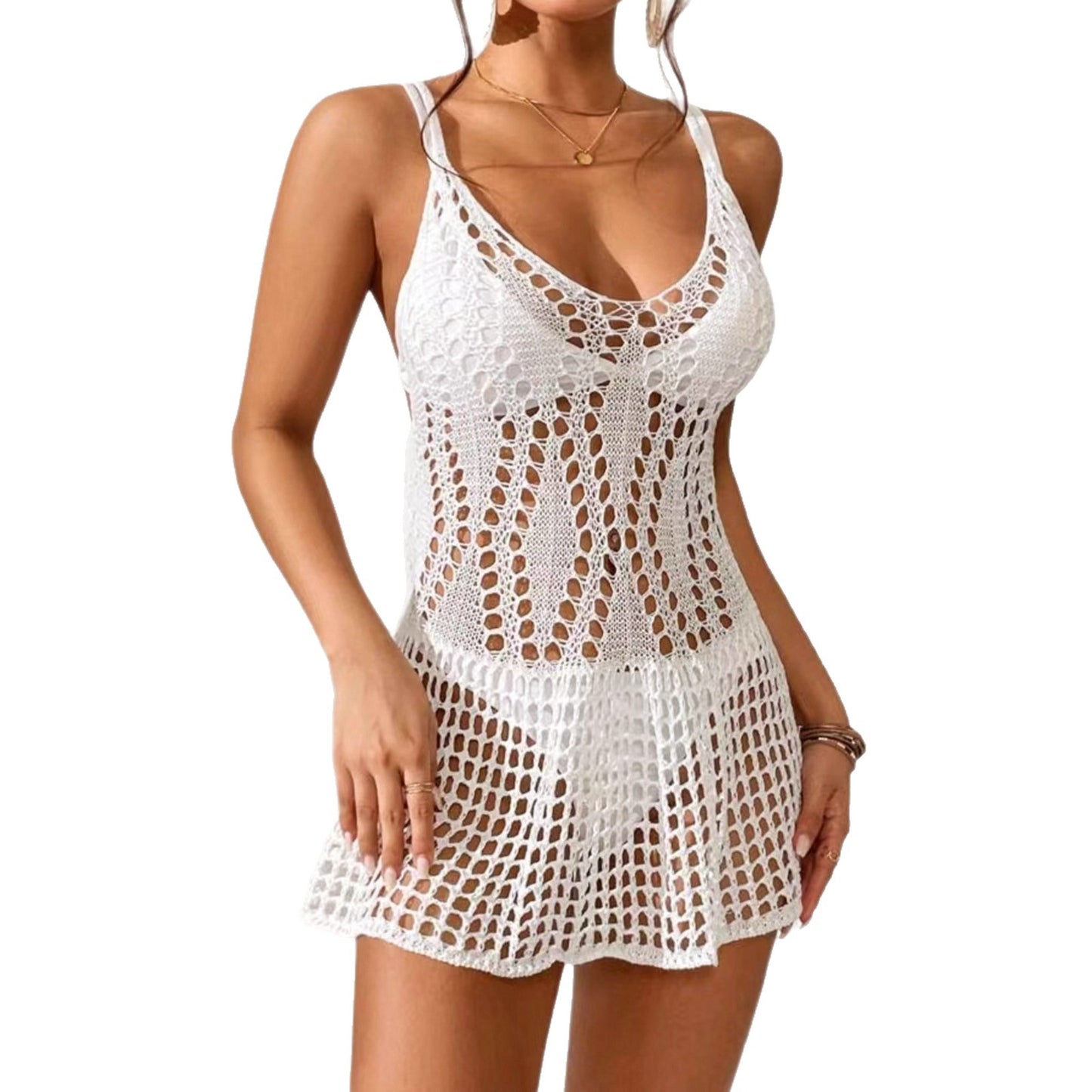 V-neck Pullover Hollow-Out Dress