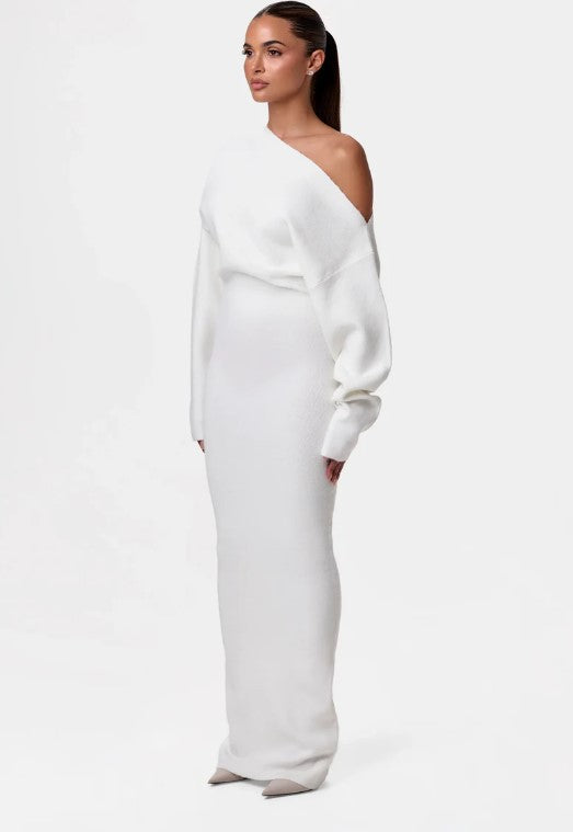 Slim Long Sleeve Knitted Dress Off-shoulder Bodycon