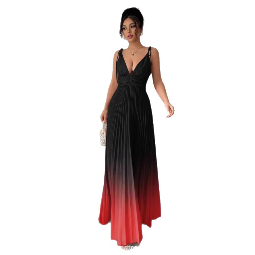 V-Neck Defined Waist Slip Dress