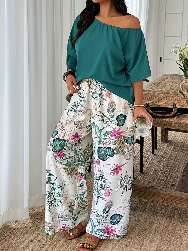 Wide-leg Pants Loose-fitting Two-piece Set