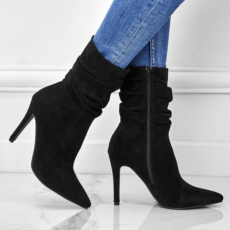 Fashion Suede Pointed High Heels Boots