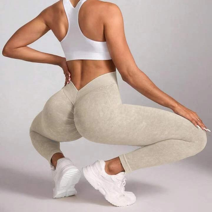 Threaded Yoga Pants With A High Waist For Lifting The Hips