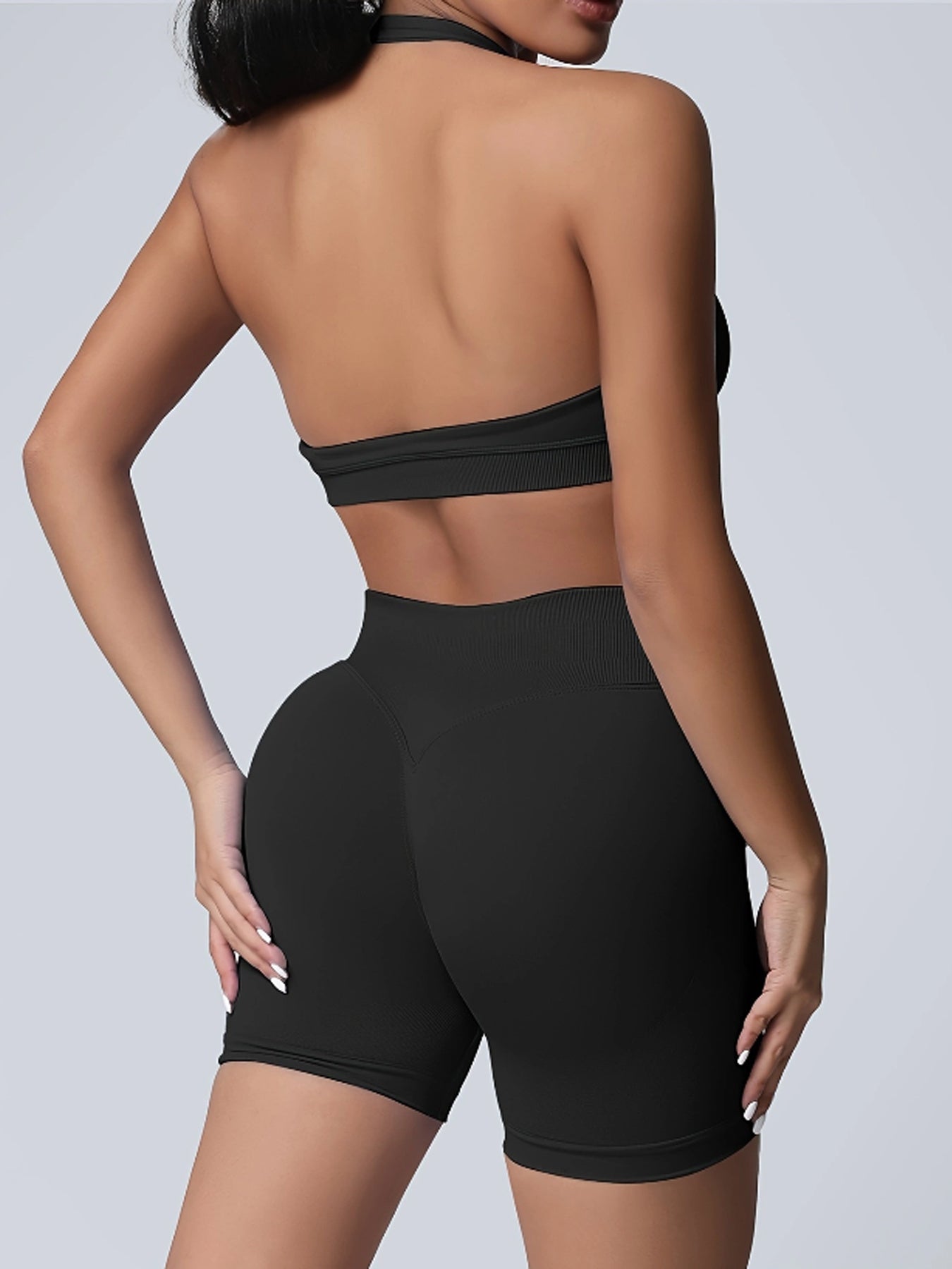 Women's Yoga Workout Set  Sports Bra High-Waist Shorts  Quick-Dry  Breathable