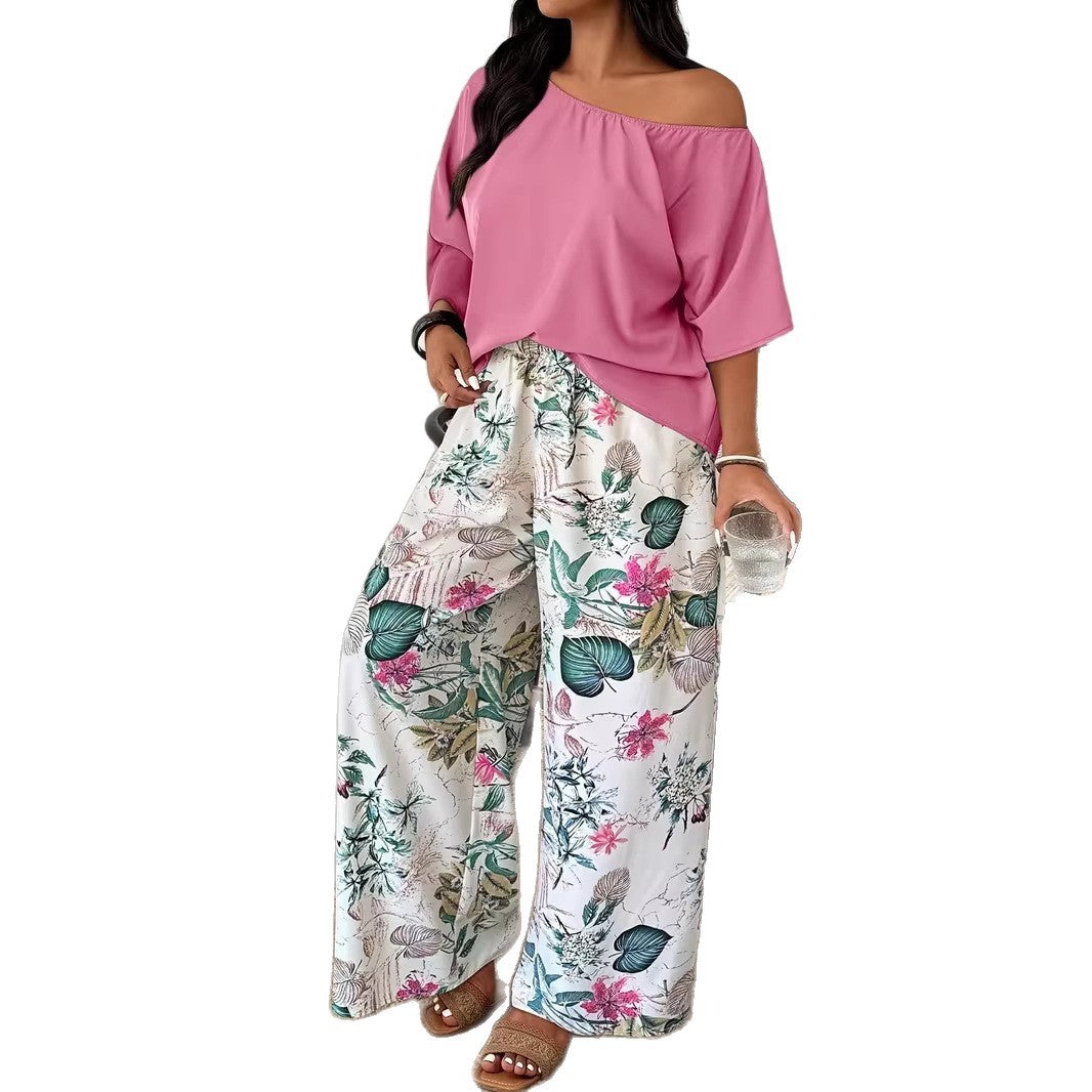 Wide-leg Pants Loose-fitting Two-piece Set