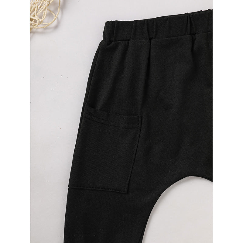 2pcs Baby Boy's 'Heart Crusher' Print Valentine's Day Set, Long Sleeve T Shirt Top & Black Heart Print Pants