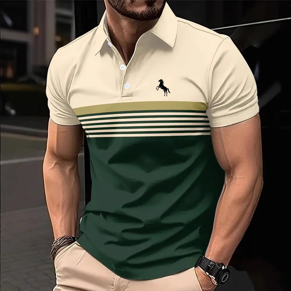 Color Block Design Sports Style Collar Golf Shirt