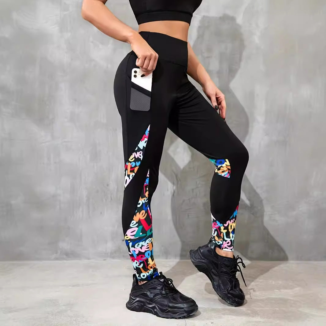 Patchwork Raise High Waist Tight  Leggings