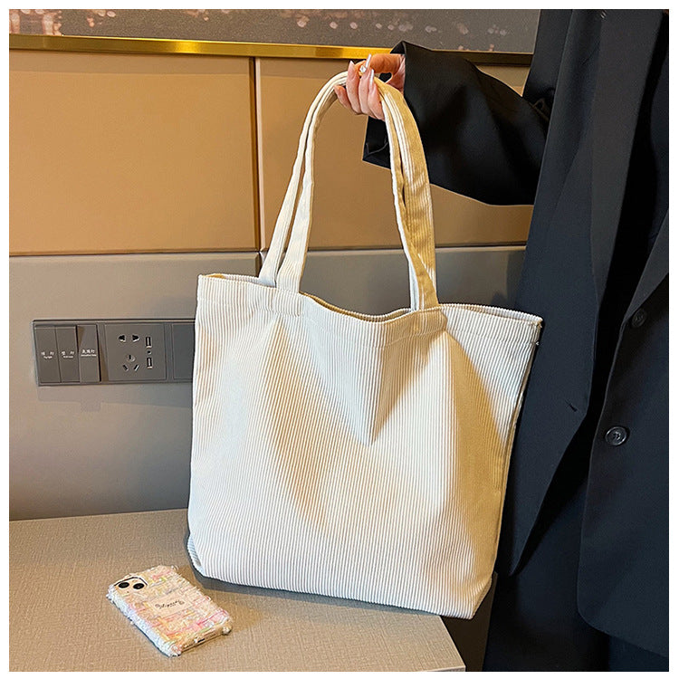 Large-Capacity Corduroy Tote Bag
