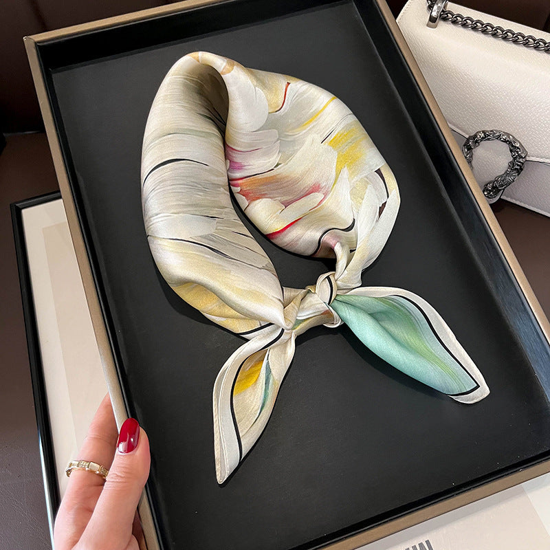 Beige Silk Square Scarf