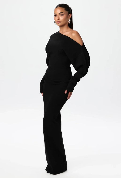 Slim Long Sleeve Knitted Dress  Off-shoulder Bodycon