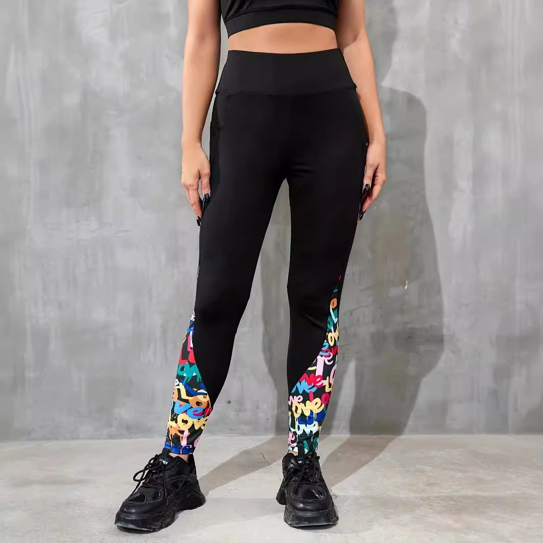 Patchwork Raise High Waist Tight  Leggings