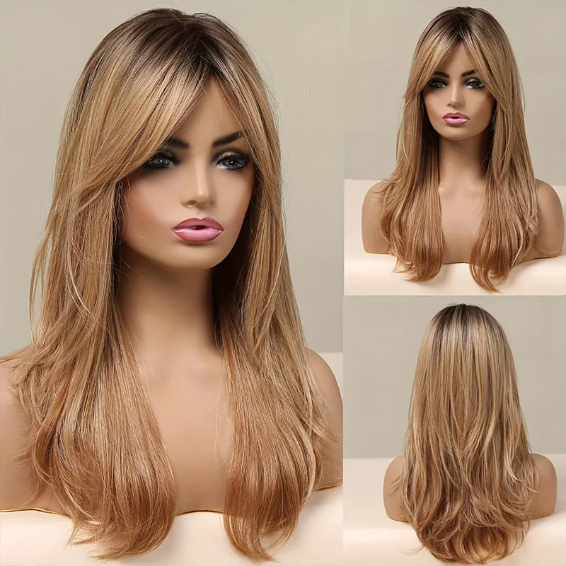 Blonde Wig Long Curly Hair Non-toxic Wig, Shoulder-length Heat-resistant, Synthetic Wig Bangs, 20 Inches , Suitable For The Whole Scene.