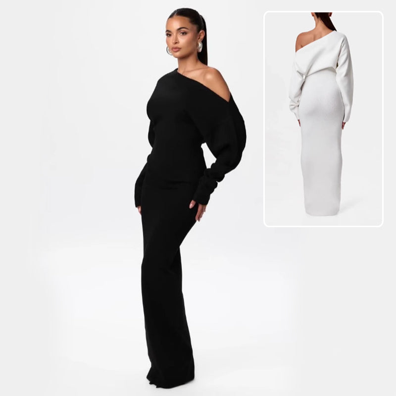 Slim Long Sleeve Knitted Dress  Off-shoulder Bodycon