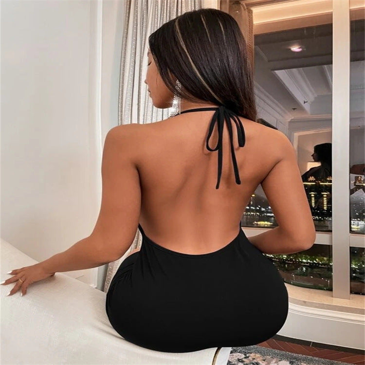 V-neck Dress  Sling Backless Halter Dresses