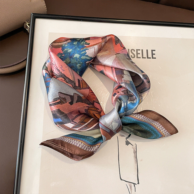 Beige Silk Square Scarf