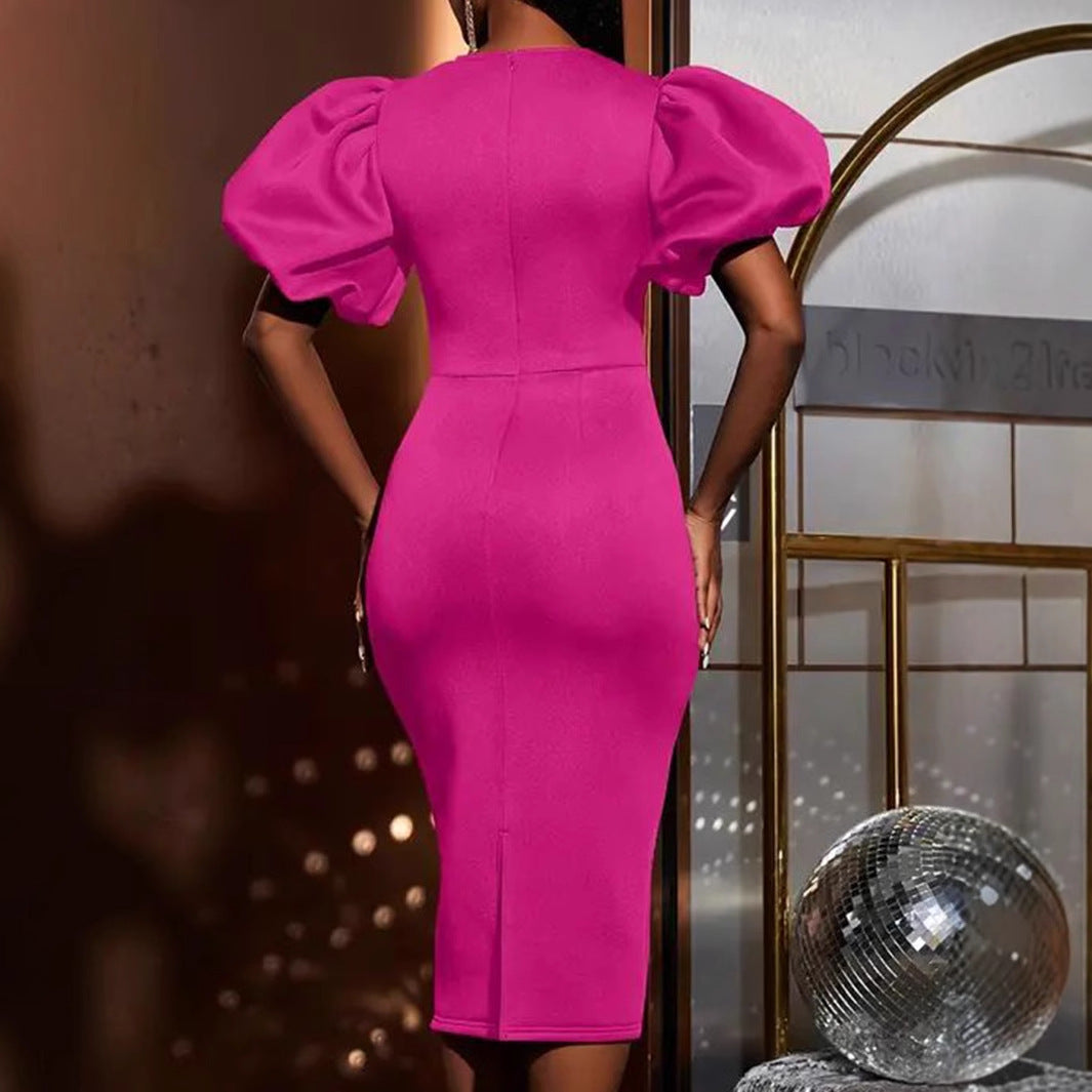 Hollow Out Puff Sleeve Dress