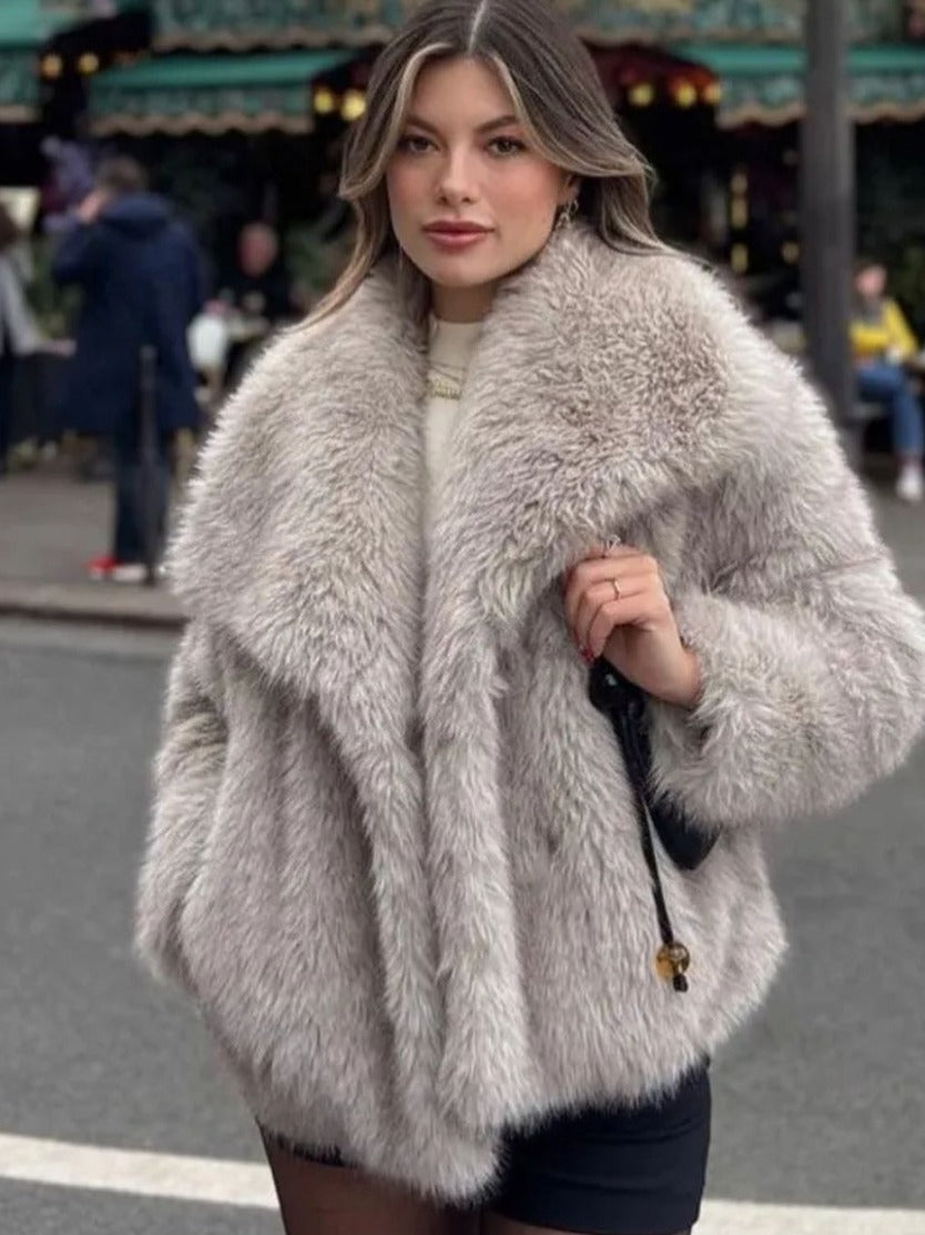 Plush Coat  Fluffy Lapel Jacket