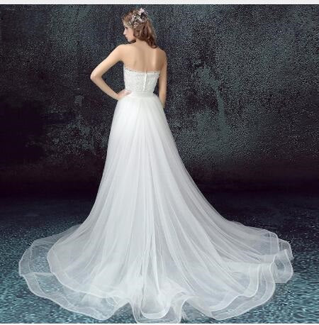 Detachable Skirt Mermaid Tulle Lace Appliques Short Wedding Dress