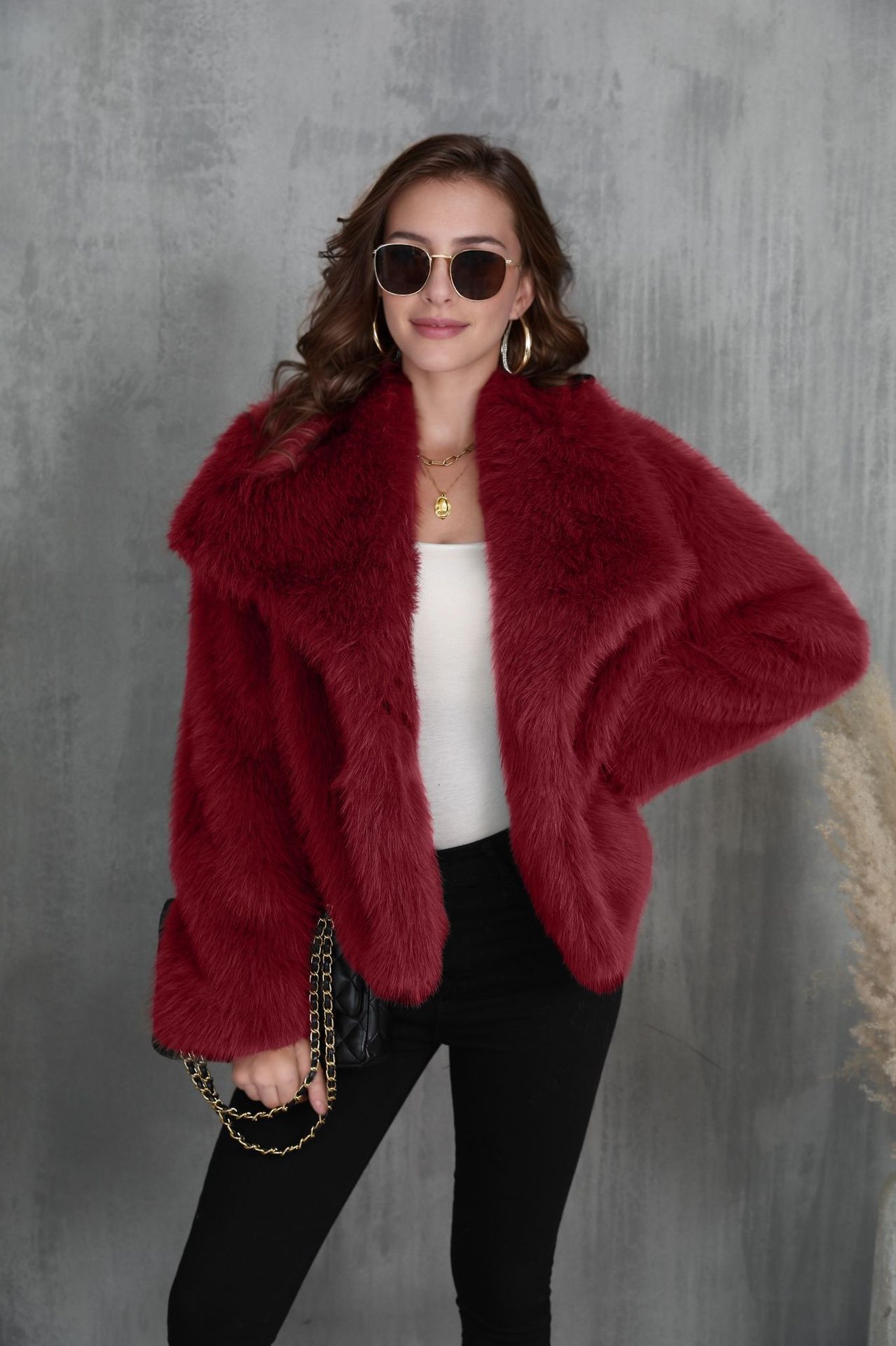 Plush Coat  Fluffy Lapel Jacket