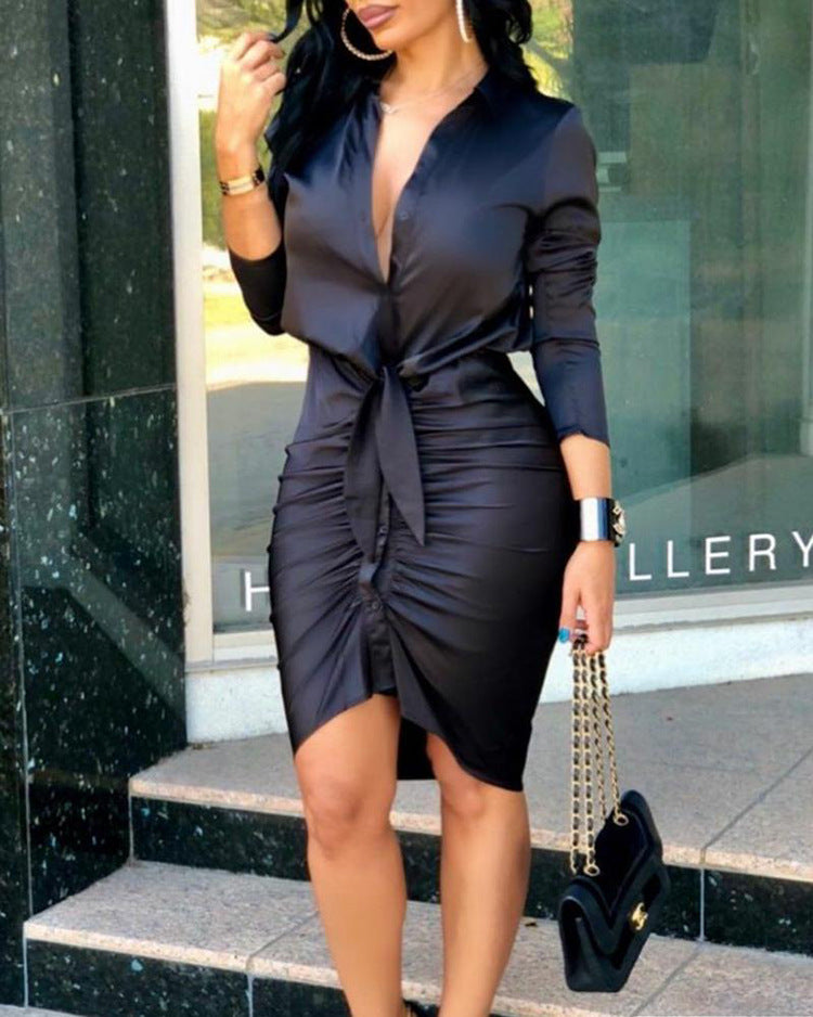 Long Sleeve Midi Dress Shirt Dress