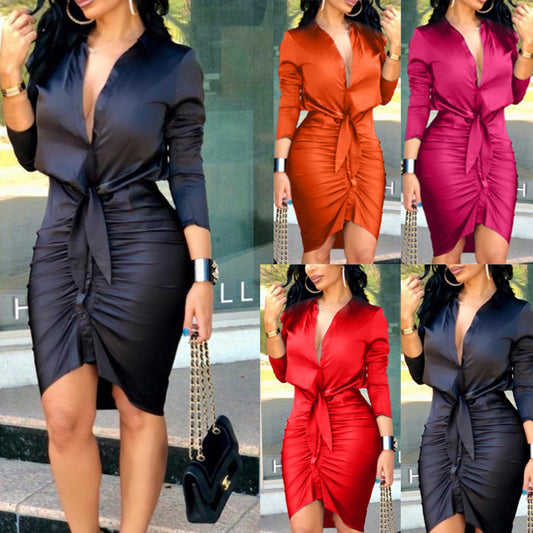 Long Sleeve Midi Dress Shirt Dress