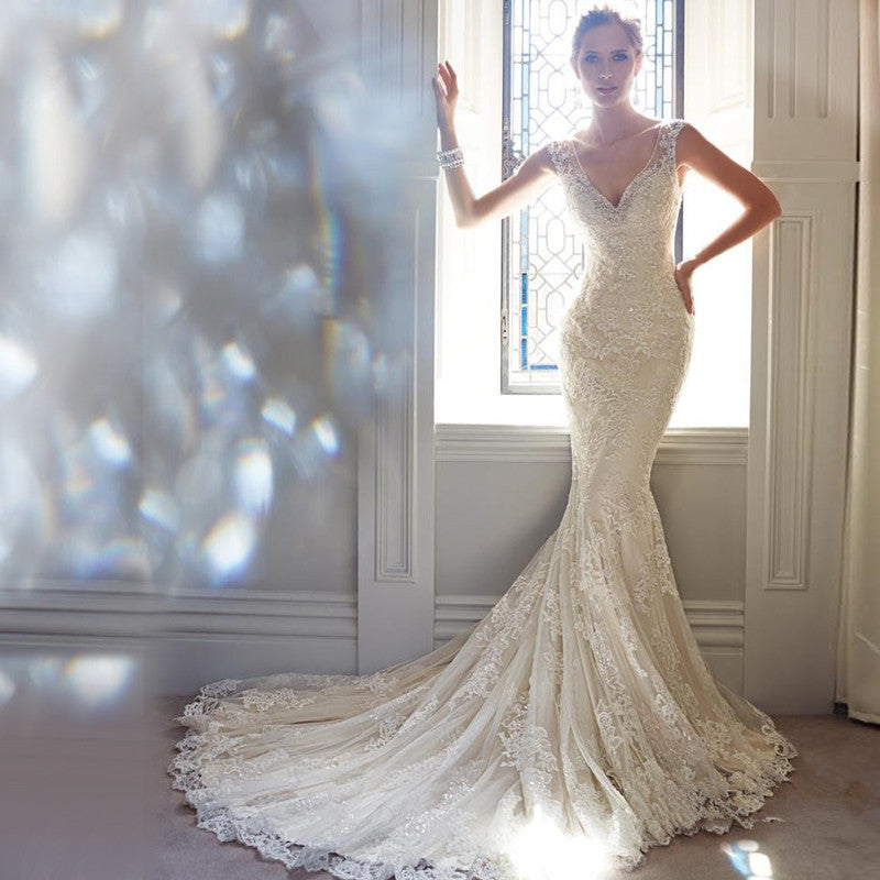 Halter Brigade Shooting Seaside Mermaid Tail Light Wedding Dress