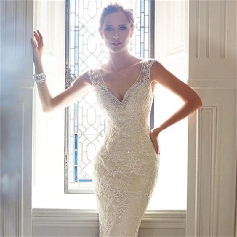 Halter Brigade Shooting Seaside Mermaid Tail Light Wedding Dress