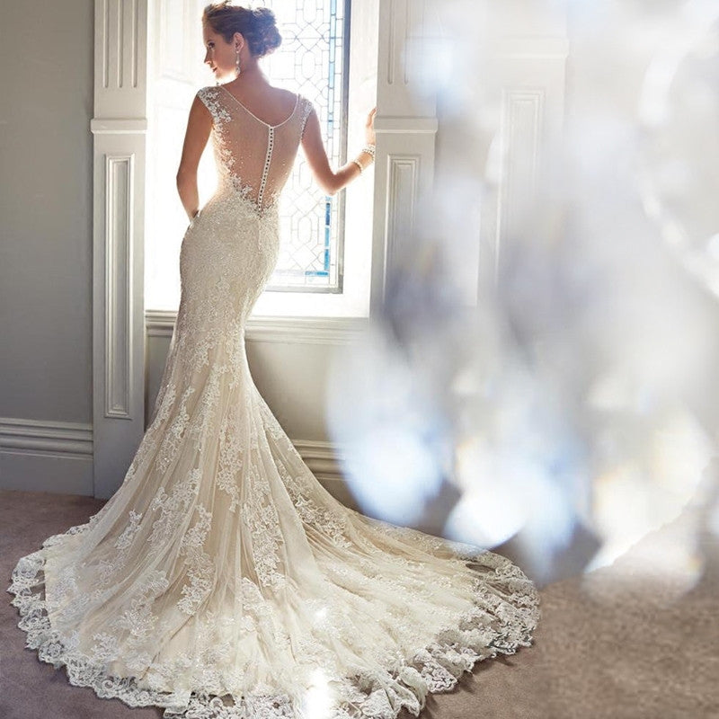 Halter Brigade Shooting Seaside Mermaid Tail Light Wedding Dress
