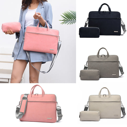 Leather  Laptop Bag Notebook Carrying Case Briefcase For Macbook Air 13.3 14 15.6 Inch Mouse Bag