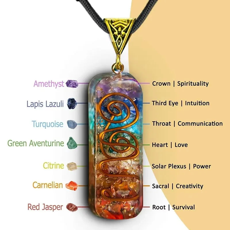 Reiki Healing Energy Crystal Pendant Natural Stone For Yoga Meditation Spiritual 7 Chakra Jewelry Necklace Amulet