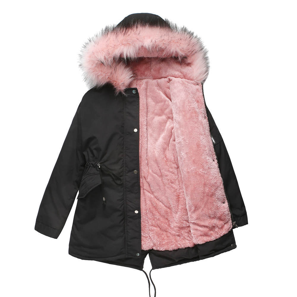Cotton-padded Coat Mid-length Hooded