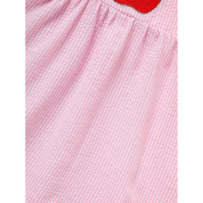 Kids Baby Girl Back To School Outfit, First Day Of School, Summer Ruffle Sleeves Applique Top & Shorts Set