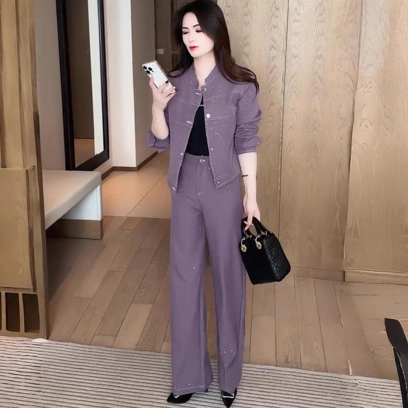 Jacket And Highwaisted Pants Twopiece Set